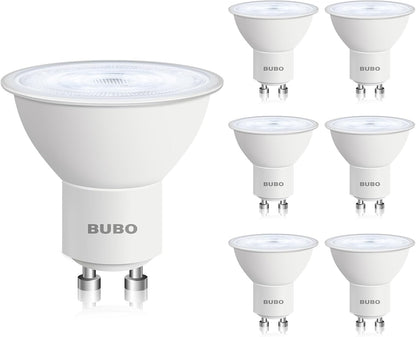 BUBO GU10 LED Bulb 6W Equivalent 50W, 5000K Daylight 650 Lumens, Non-Dimmable GU10 Bulb Replacement for Track Lighting, MR16 LED Bulb for Kitchen, Range Hood, Living Room, Bedroom, 6 Pack