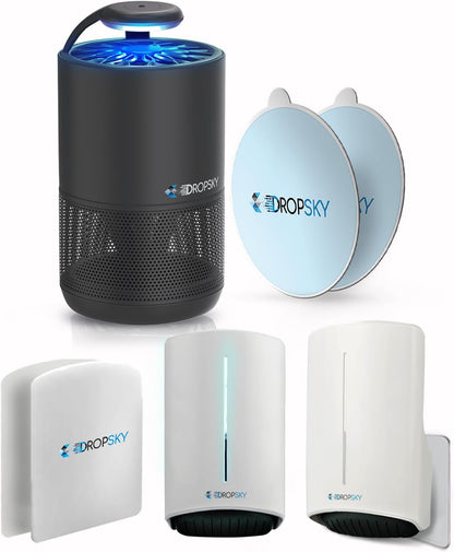 Dropsky Kit Indoor Flying Insect Trap - Plug-in Bug Light Trap for Fruit Flies, Gnats and Houseflies - Odorless and Mess Free (1 Big Trap + 2 Small Traps + 4 Glue Cards)