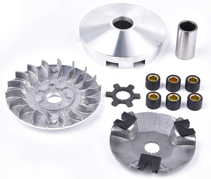 Transmission Rebuild Kit - Replacement Clutch Kit Compatible with Sportsman ATV, Predator, Scrambler, 50CC 90CC 2 Stroke ATV Part - Includes Clutch & Variator Assembly, Drive Belt & Roller Weights