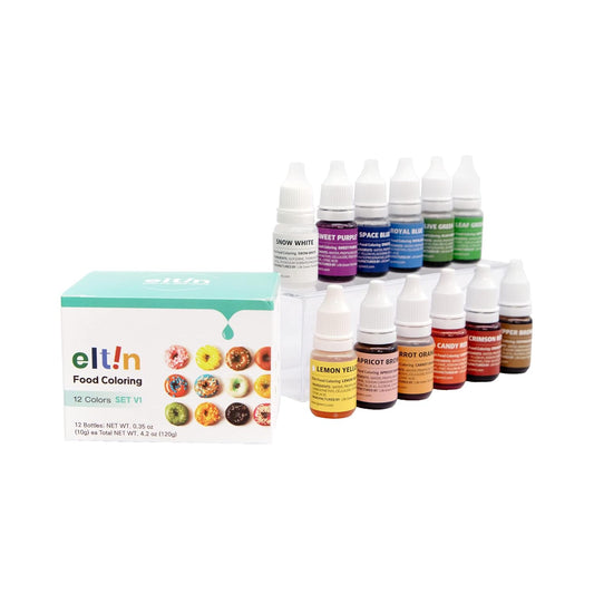 Eltin Food Coloring SET V1 - Gel Food Coloring Liquid For Baking | Edible Food Dye Coloring For Cake Decorating, Cookie Decorating, Slime | Easter, Christmas, Halloween Food Coloring Gel | Vegan Gel Food Coloring Set (12 Colors, 0.35oz/ea)