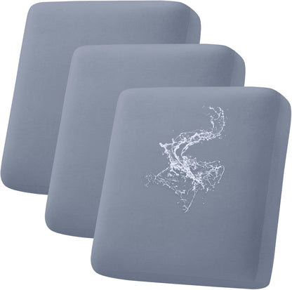 hyha Waterproof Couch Cushion Covers, Magic Sofa Covers Washable, Stretch Sofa Seat Cushion Slipcovers, Waterproof Couch Slipcovers for Dogs Pets, Furniture Protector (3 Pieces, Grey)