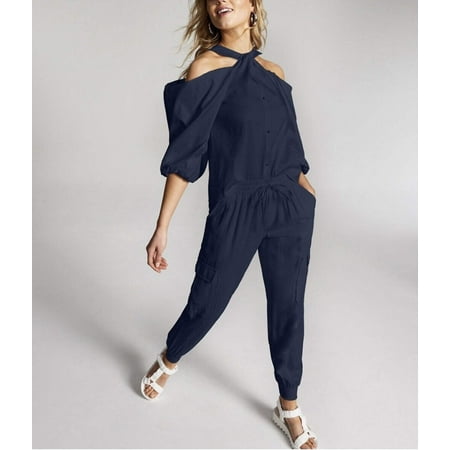 INC International Concepts Womens Utility Jogger Pants Indigo Sea S