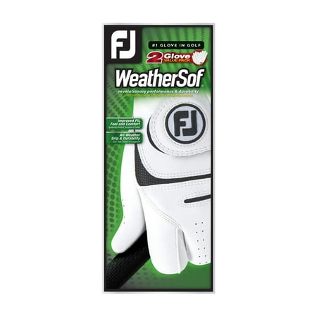 FootJoy Durable Mens Right Hand Golf Gloves, White 2 Pack