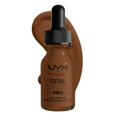 NYX Professional Makeup Total Control Pro Drop Foundation, Skin-True Buildable Coverage, 19 Mocha, 0.43 fl oz