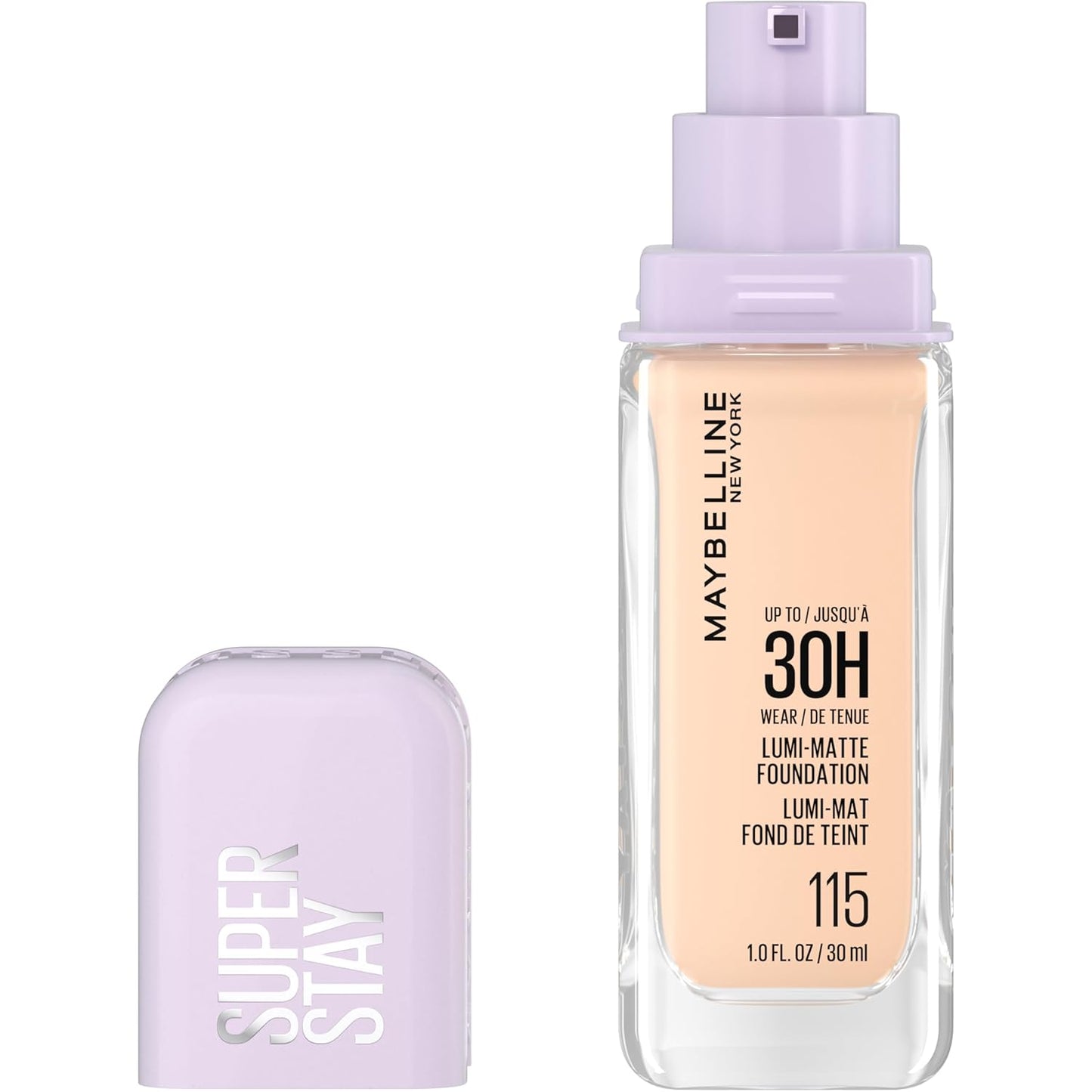 Maybelline Super Stay Lumi-Matte Foundation, Lightweight and Buildable Full Coverage Foundation Makeup For Up To 30HR Wear, 115, 1 Count