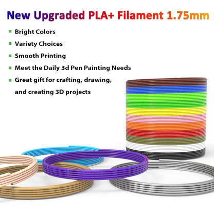 3D Pen Filament 160 Feet, 16 Colors, Each Color 10 Feet, 250 Stencils eBooks - 3D Printer Pen Refill PLA 1.75mm, Compatible with MYNT3D, SCRIB3D, PIKA3D Super and Pro Pen