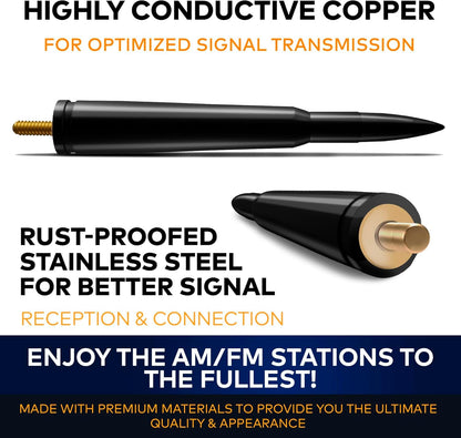 Bullet Antena for Toyota Tundra (2007-2020) – Highly Durable Premium Truck Antenna 5.45 Inch – Car Wash-Proof Radio Antenna for FM AM – Black, 50 Caliber Design – Toyota Tundra Accessories