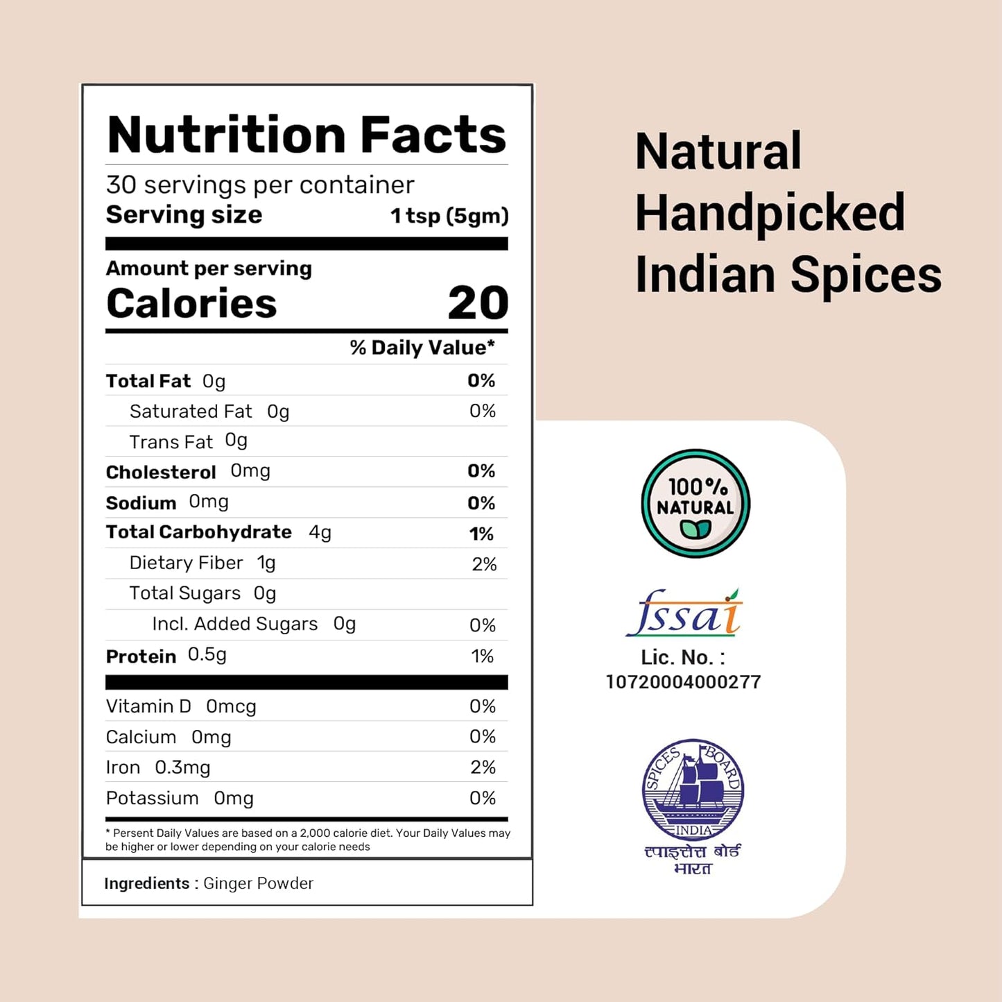 Mykook Spices Ginger Powder 5.29 Oz – Ground Ginger for Cooking, Baking, and Ginger Tea Powder Preparation (Ginger Powder)