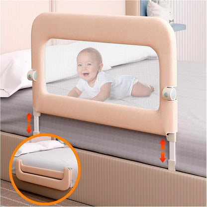 Bed Guard Rail for Toddlers - 32" Foldable & Adjustable Heights Baby Bed Safety Rails - Toddler Bed Barrier Railing Guard for Kids Crib, Twin, Bunk, Queen, Full Size Bed