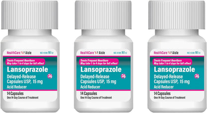 HealthCareAisle Lansoprazole 15 mg - 42 Delayed-Release Capsules - Acid Reducer, Treats Frequent Heartburn