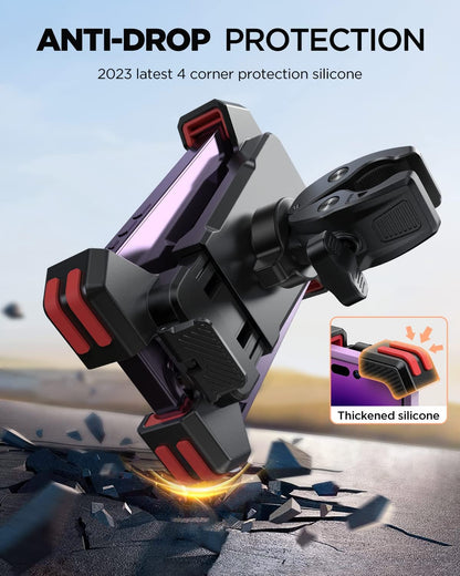 JOYROOM Motorcycle Phone Mount, [Fastest Visualize Lock][150mph Wind Anti-Shake] Bike Phone Holder with Easy Install Handlebar Clamp, fits for Bicycle Scooter ATV/UTV, Fit for iPhone & All Phones