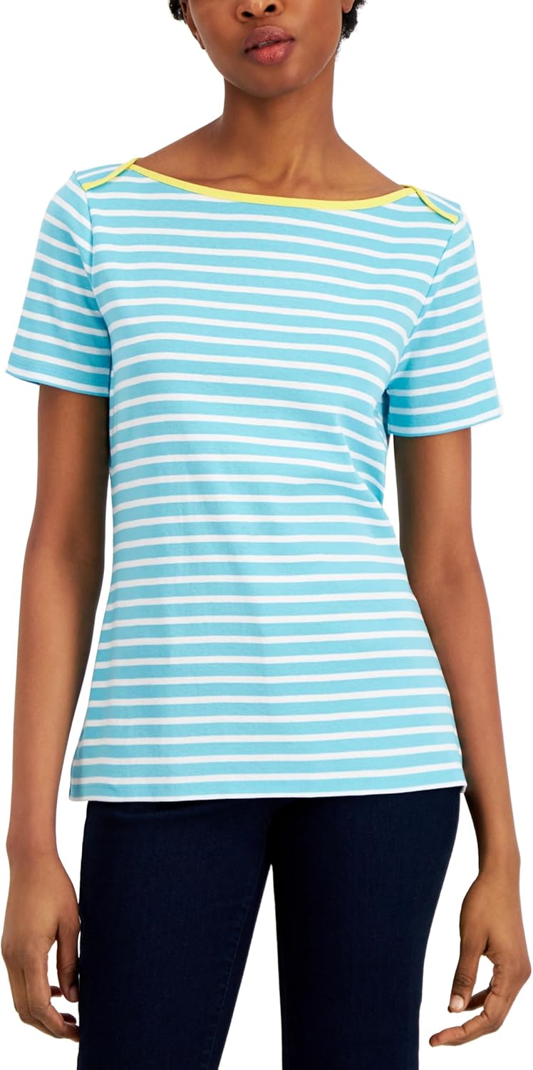 Charter CIub Prima Knit Striped Boatneck Top