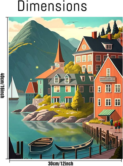 cupmod 2 Pack Rolled Landscape Paint by Number for Adults,DIY Acrylic Easy Paint by Numbers Kit for Adults Beginner, DIY Painting by Numbers for Home Wall Decor 12x16 inch