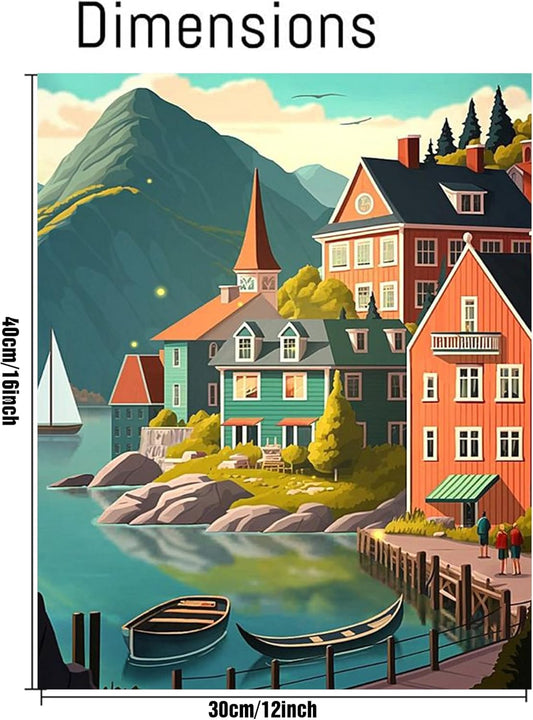 cupmod 2 Pack Rolled Landscape Paint by Number for Adults,DIY Acrylic Easy Paint by Numbers Kit for Adults Beginner, DIY Painting by Numbers for Home Wall Decor 12x16 inch