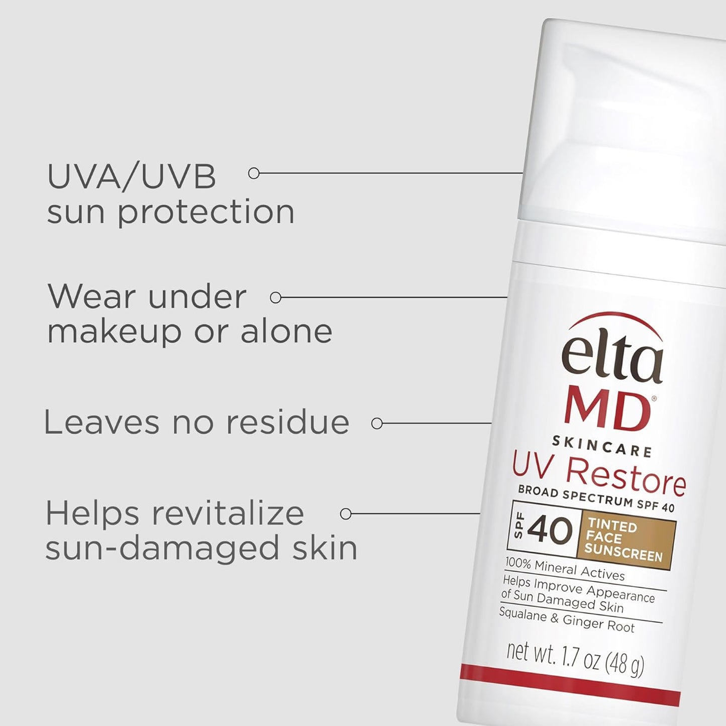 EltaMD UV Restore,Face Sunscreen, SPF 40, Mineral Sunscreen for Sun Damaged Skin Repair, Anti-Aging Zinc Oxide Sunscreen Formula