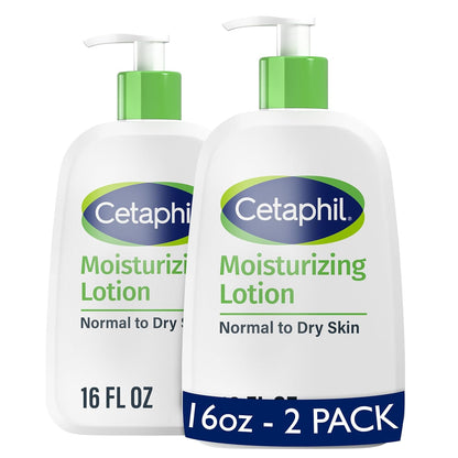 Cetaphil Face & Body Moisturizer, Hydrating Moisturizing Lotion for All Skin Types, Suitable for Sensitive Skin, NEW 16 oz Pack of 2, Fragrance Free, Hypoallergenic, Non-Comedogenic