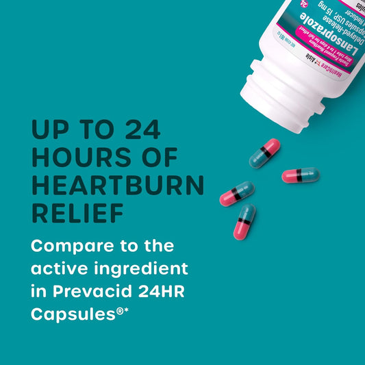 HealthCareAisle Lansoprazole 15 mg - 42 Delayed-Release Capsules - Acid Reducer, Treats Frequent Heartburn