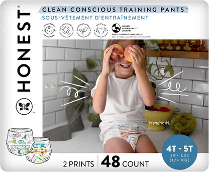 The Honest Company Clean Conscious Training Pants for Sensitive Skin | Hypoallergenic, Fragrance Free | Let's Color + See Me Rollin' | Size 4T/5T (38+ lbs), 48 Count