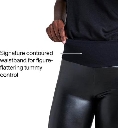 SPANX Assets Red Hot Leggings - Flattering & Comfortable Tummy Control - Faux Leather Leggings - with Shaping Waistband