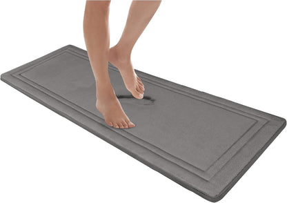MICRODRY Quick Drying Memory Foam Framed Bath Mat with GripTex Skid-Resistant Base, Runner - 24x58, Dark Grey
