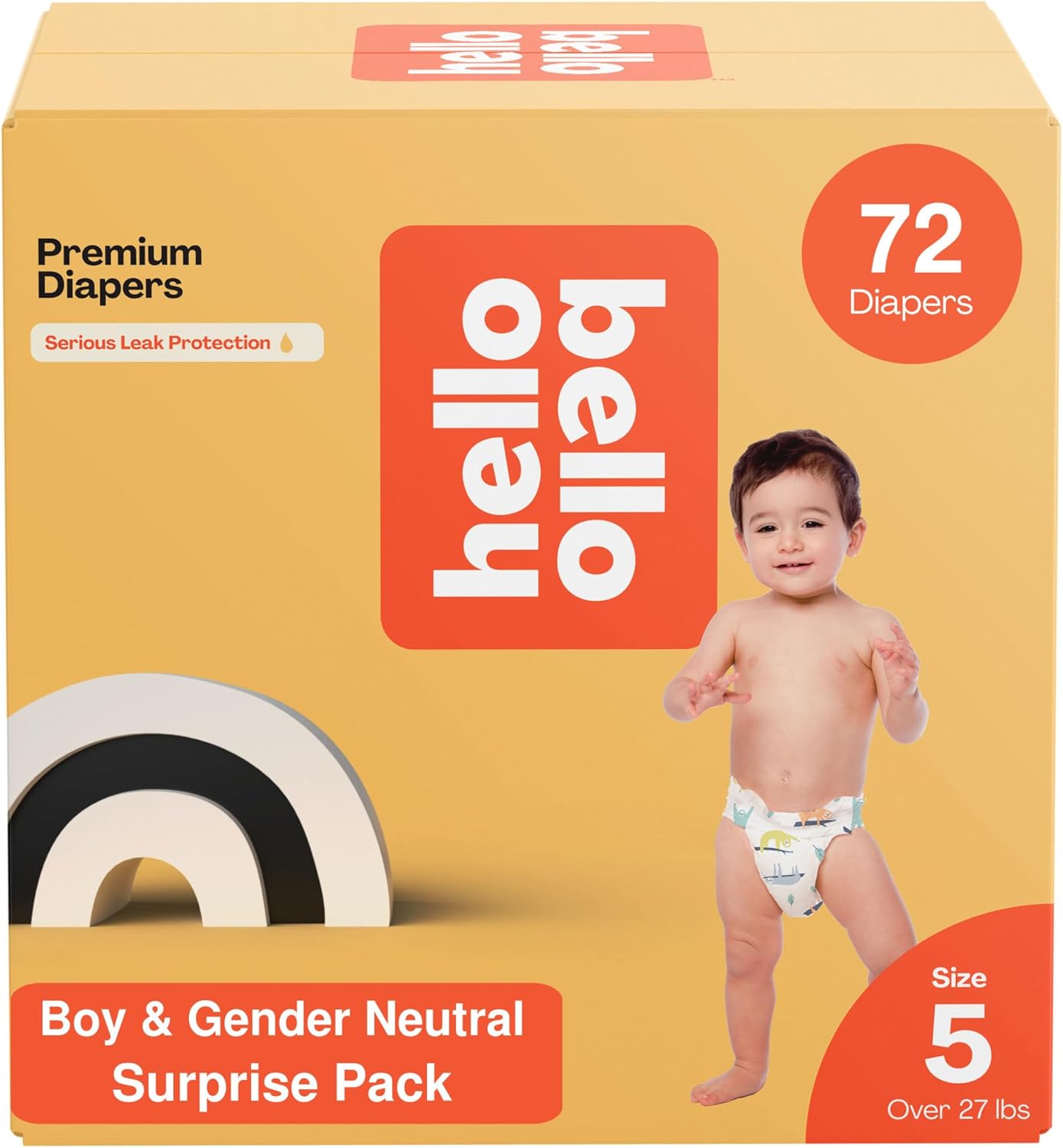 Hello Bello Premium Diapers, Size 5 (27 lbs) Surprise Pack for Boys, 72 Count, Hypoallergenic with Soft, Cloth-Like Feel, Boy and Gender Neutral Patterns