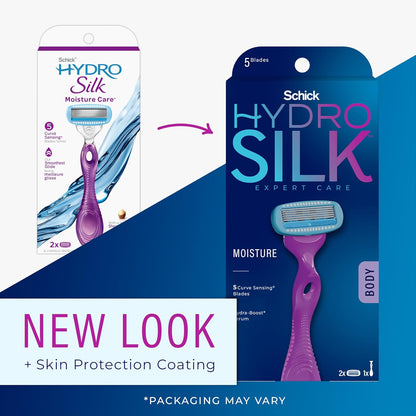 Schick Hydro Silk Razor for Women With 2 Moisturizing Blade Refills (Pack of 2)