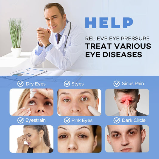 Ezona Heated Eye Mask, Warm Eye Compress Mask for Dry Eyes, USB Electric Eye Heating Pad with Temperature & Timer Control, Dry Eye Mask for Dry Eyes, Blepharitis, Sinus Migraine (Indigo)