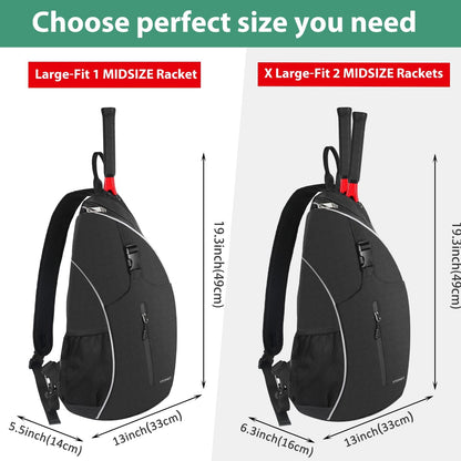 Ytonet Tennis Bag, Tennis Sling Backpack Crossbody Water Resistant for Men Women, Compatible for Pickleball Badminton Rackets
