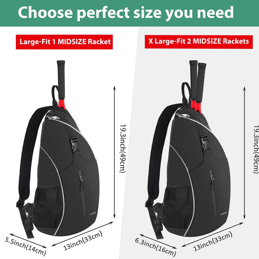 Ytonet Tennis Bag, Tennis Sling Backpack Crossbody Water Resistant for Men Women, Compatible for Pickleball Badminton Rackets