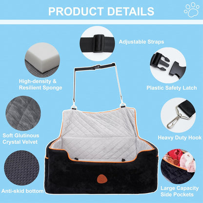 Dog Car Seat for Large Size Dogs Washable Pet Car Seat for Dog up to 55 lbs, Multi-Functional Booster Seats with Thick Cushion, 2 Safety Leashes Dog Sofa Cushion & Travel Bed