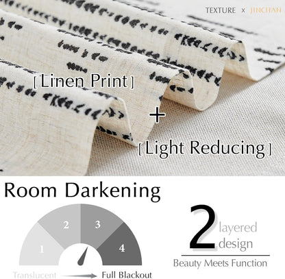 JINCHAN Boho Valance Curtains Blackout Kitchen Valance for Windows Geometric Striped Valance for Living Room 18 Inch Double Layer Farmhouse Window Valances Overlay Valance 1 Panel Black on Beige