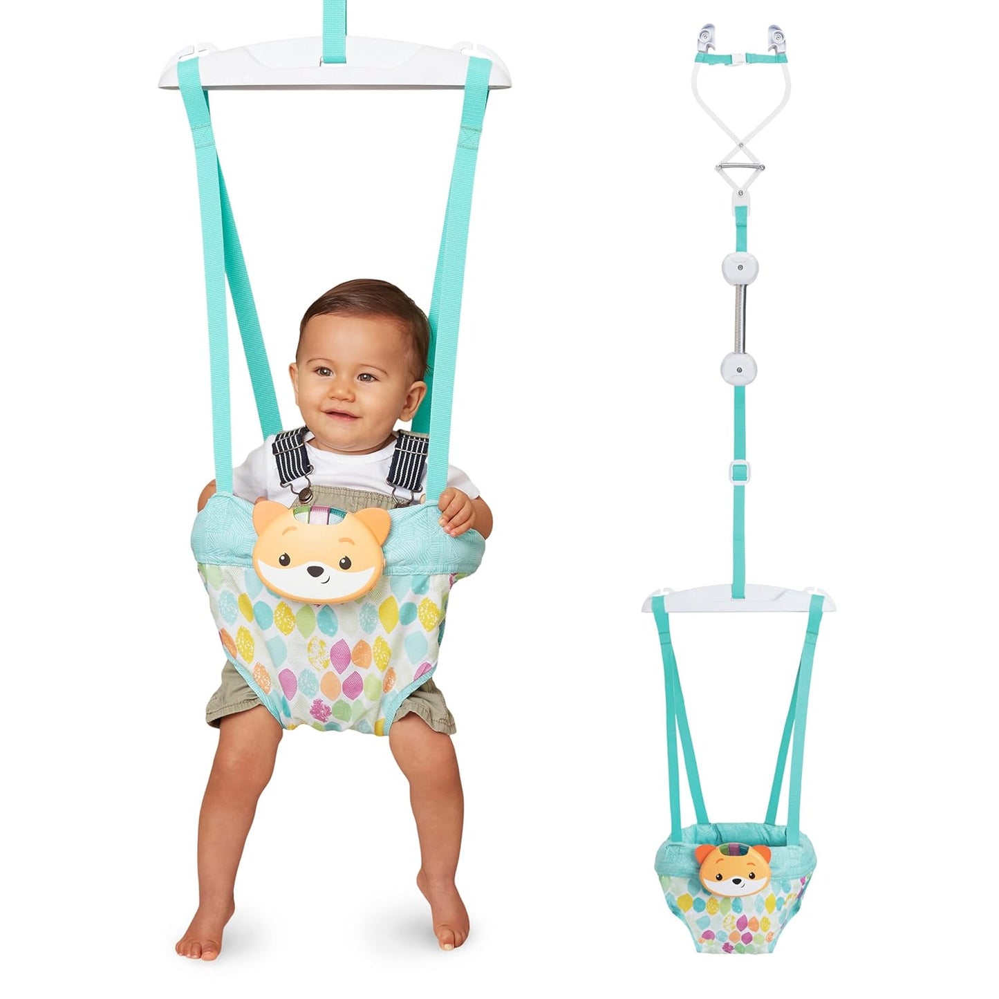 Infantino 2-in-1 Music & Lights Doorway Jumper - Engaging Activity Jumper with Motion-Activated Sounds for Babies, Raccoon