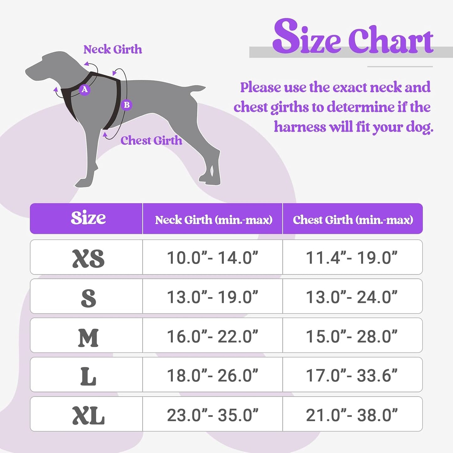 rabbitgoo Dog Harness No Pull with 2 Leash Clips, Adjustable Soft Padded, Reflective Oxford No Choke Pet Vest with Easy Control Handle for Large Dogs, Purple, L