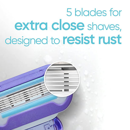 Gillette Venus Deluxe Smooth Swirl Women's Razor Handle + 4 Blade Refills, Flexible Handle and Pivoting Head