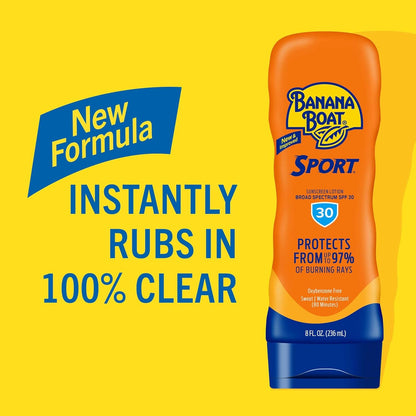 Banana Boat Sport Ultra SPF 30 Sunscreen Lotion, 8oz | Banana Boat Sunscreen SPF 30 Lotion, Oxybenzone Free, Sunblock, Water Resistant, 8oz