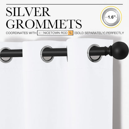 NICETOWN Window Treatment Curtain Set - 50% Light Reducing Drapes for Living Room, Curtain Panels for Patio Door (2 Panels, 42 inches x 84 inches, Pure White)