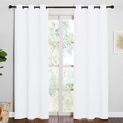 NICETOWN Window Treatment Curtain Set - 50% Light Reducing Drapes for Living Room, Curtain Panels for Patio Door (2 Panels, 42 inches x 84 inches, Pure White)