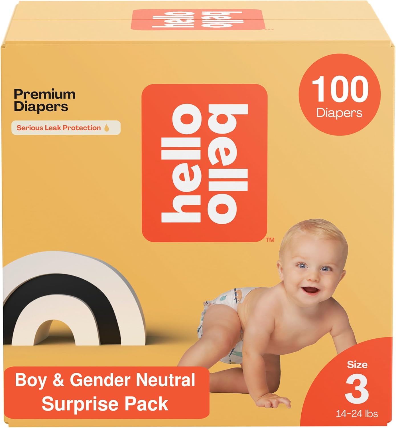 Hello Bello Premium Diapers, Size 3 (14-24 lbs) Surprise Pack for Boys, 100 Count (Pack of 1), Hypoallergenic with Soft, Cloth-Like Feel, Boy and Gender Neutral Patterns