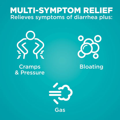 Amazon Basic Care Loperamide Hydrochloride 2 mg and Simethicone 125 mg Tablets, Multi-Symptom, Anti-Diarrhea Medicine, Gas Relief, 24 Count
