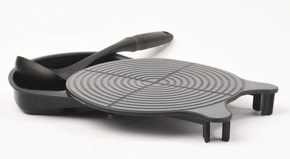 Set N Serve Kitchen Caddie, Adjustable Plate Holder with Detachable Spoon Rest (Standard Size)