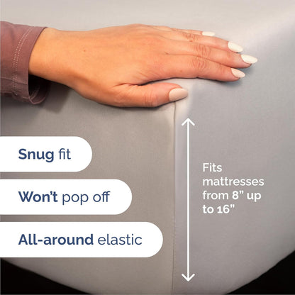 Queen Size 4 Piece Sheet Set - Comfy Breathable & Cooling Bed Sheets Set - Hotel Luxury Bedding for Women, Men, Kids & Teens - Deep Pockets, Easy-Fit, Super Soft & Wrinkle Free - Oeko-Tex - Light Grey