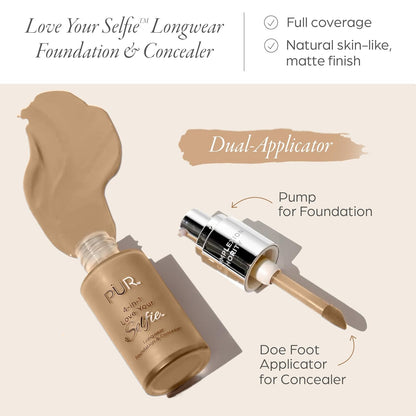 4-in-1 Love Your Selfie Longwear Foundation & Concealer Full Coverage Liquid Foundation, Hydrating Formula, Cruelty Free