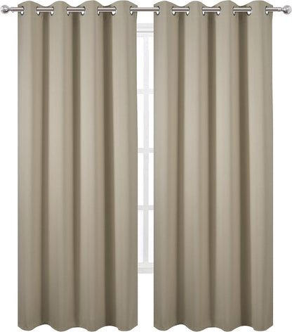 LEMOMO Blackout Curtains 52 x 84 Inch/Beige Curtains Set of 2 Panels/Room Darkening Curtains for Bedroom and Living Room
