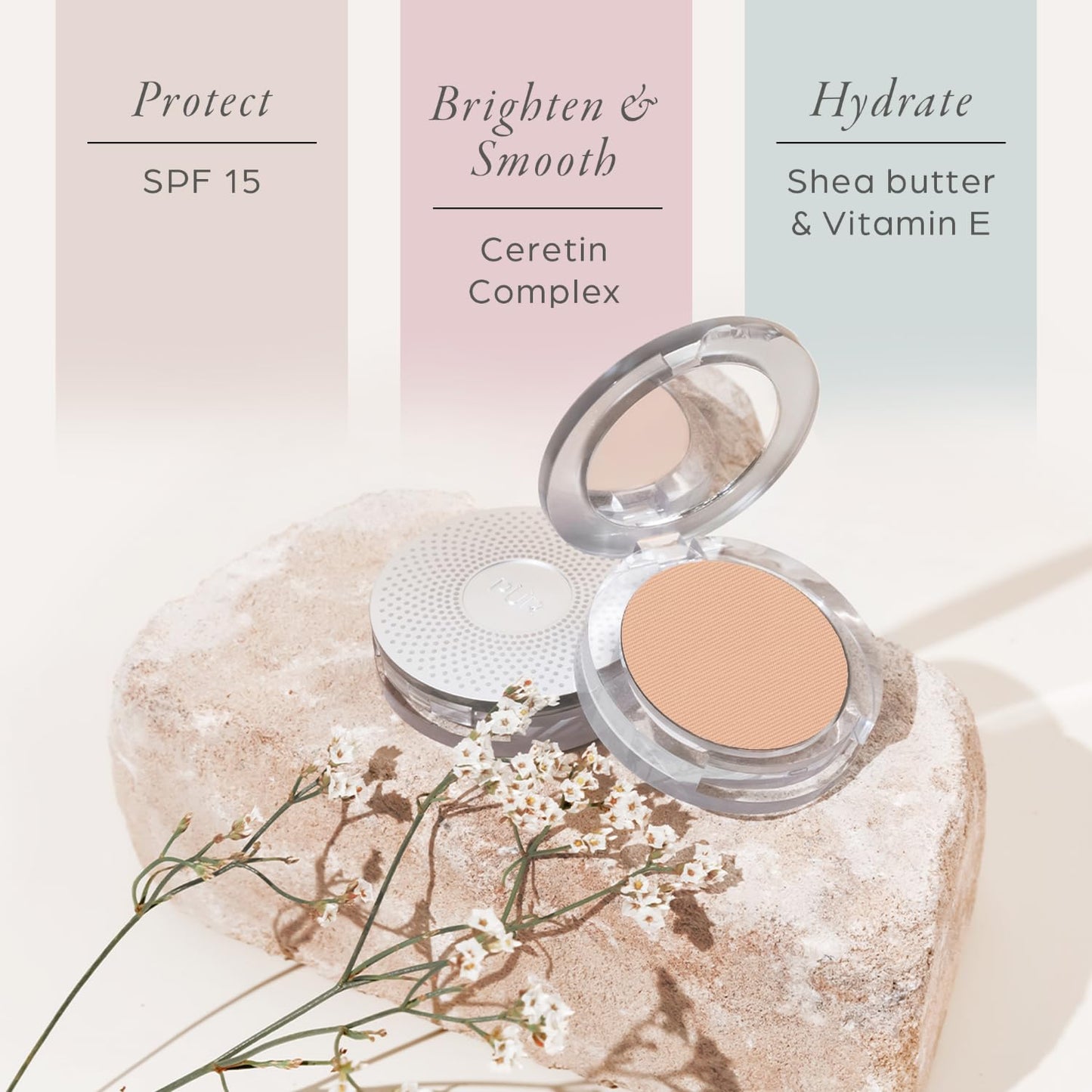 PUR Beauty 4-in-1 Pressed Mineral Makeup Powder Foundation with SPF 15 - Concealer & Finishing Compact Pressed Powder for Face - Buildable Medium to Full Coverage Foundation Powder