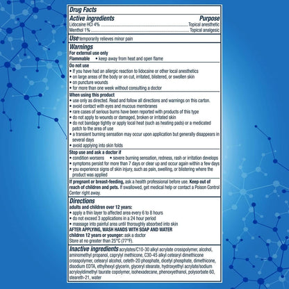 Nervive Pain Relieving Roll On Liquid, Max Strength No-Mess Topical Pain Reliever with Lidocaine and Menthol for Toes, Feet, Fingers, Hands, Legs & Arms, 2.5oz