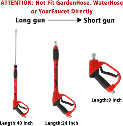 Tool Daily Deluxe Pressure Washer Gun, with Replacement Wand Extension, 5 Nozzle Tips, M22 Fitting, 40 Inch, 5000 PSI