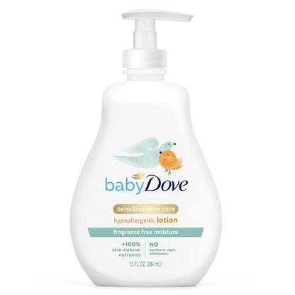 Baby Dove Face and Body Lotion for Sensitive Skin Sensitive Moisture FragranceFree Lotion, 2 Pack, 13 Ounce