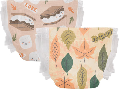 The Honest Company Clean Conscious Diapers | Plant-Based, Sustainable | Fall '24 Limited Edition Prints | Club Box, Size 4 (22-37 lbs), 54 Count