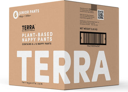 Terra Size 6 Training Pants– 85% Plant Based Pull-Up Style Diapers, Ultra-Soft & Chemical-Free for Sensitive Skin, Perfect Overnight Diapers, for Toddlers 35+ Pounds, 12 Count (Pack of 8)