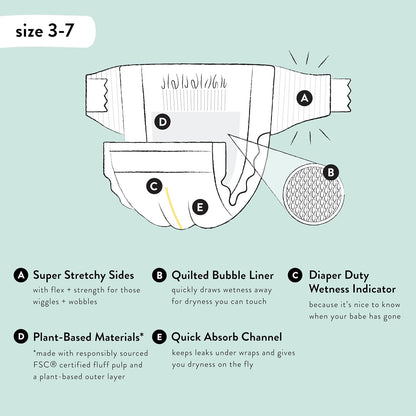 The Honest Company Clean Conscious Diapers | Plant-Based, Sustainable | Space Travel + Orange You Cute | Super Club Box, Size 4 (22-37 lbs), 104 Count